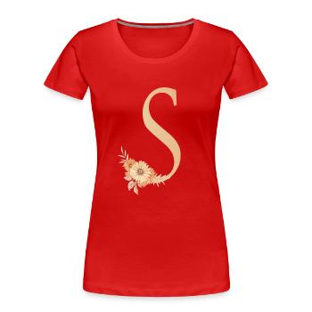Buchstabe S mit Blumen - Frauen Premium Bio T-Shirt - Rot - Vorne - Mia (176cm)