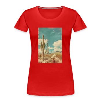 Kakteen in der Wüste | AI - Frauen Premium Bio T-Shirt - Rot - Vorne - Mia (176cm)