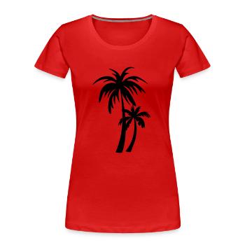 palm tree - Women's Premium Organic T-Shirt - red - Front - Mia (176cm)