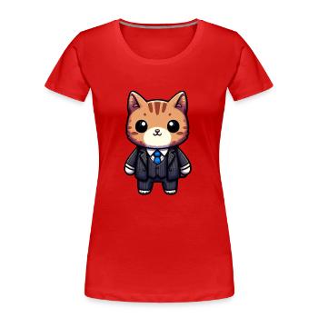 Charmant Cat Executive - T-shirt bio Premium Femme - rouge - Devant - Mia (176cm)