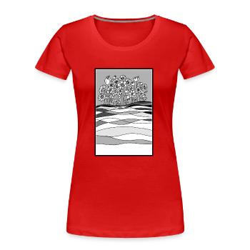 Landschaft mit Blumen - Frauen Premium Bio T-Shirt - Rot - Vorne - Mia (176cm)