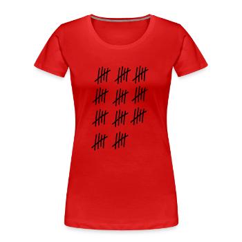 55 coups / / 55 fois / / Anniversaire / / cadeau - T-shirt bio Premium Femme - rouge - Devant - Mia (176cm)