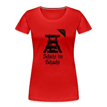 Layer in the pit mine mining funeral - Women's Premium Organic T-Shirt - red - Front - Mia (176cm)