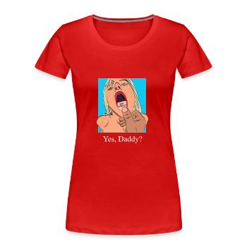 Yes Daddy Girl curvy Comic Pinup drawing - Frauen Premium Bio T-Shirt - Rot - Vorne - Mia (176cm)