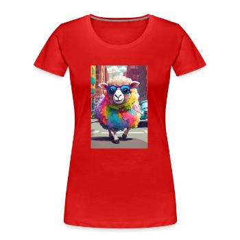 Moutons dans la ville - T-shirt bio Premium Femme - rouge - Devant - Mia (176cm)