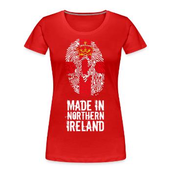 Made In Northern Ireland / Irlande du Nord - T-shirt bio Premium Femme - rouge - Devant - Mia (176cm)
