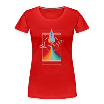 Fusée (Coloré, Contour) - T-shirt bio Premium Femme - rouge - Devant - Mia (176cm)