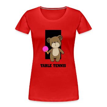 tischtennis tischtennisbär tischtennisspieler - Frauen Premium Bio T-Shirt - Rot - Vorne - Mia (176cm)