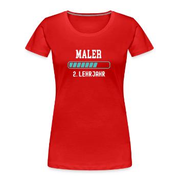Maler Ausbildung 2 Lehrjahr 2. Ausbildungsjahr - Frauen Premium Bio T-Shirt - Rot - Vorne - Mia (176cm)