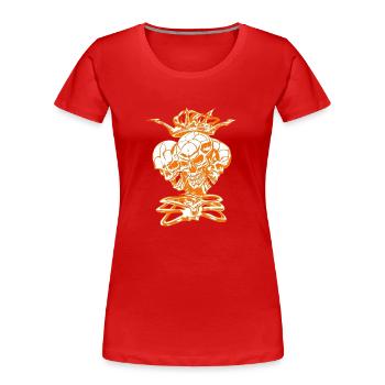 Skull Skeleton King Crown - Women's Premium Organic T-Shirt - red - Front - Mia (176cm)