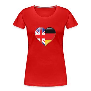 Coeur drapeau Angleterre Allemagne allemand cadeau - T-shirt bio Premium Femme - rouge - Devant - Mia (176cm)