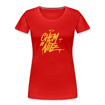 Chemnitz Graffiti Ultras Fan Shirt - Frauen Premium Bio T-Shirt - Rot - Vorne - Mia (176cm)