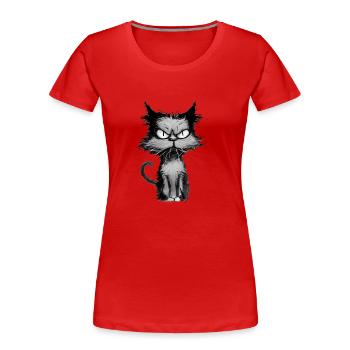Petit chat grincheux - T-shirt bio Premium Femme - rouge - Devant - Mia (176cm)
