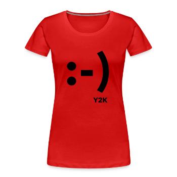 Smile Y2K black - Women's Premium Organic T-Shirt - red - Front - Mia (176cm)