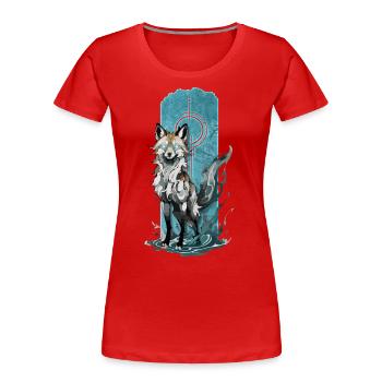 du renard éthéré : Renard de la flamme bleue mystique - T-shirt bio Premium Femme - rouge - Devant - Mia (176cm)
