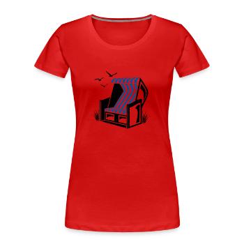 Strandkorb - Urlaub - Meer - Erholung - Frauen Premium Bio T-Shirt - Rot - Vorne - Mia (176cm)