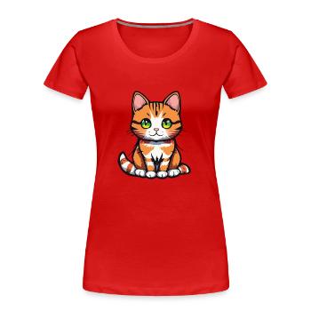 katze gruene augen - Frauen Premium Bio T-Shirt - Rot - Vorne - Mia (176cm)