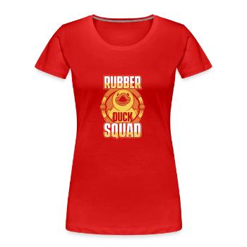 Canards en caoutchouc Salle de bain Canard jaune - T-shirt bio Premium Femme - rouge - Devant - Mia (176cm)