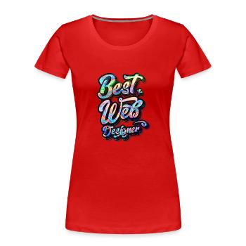 Meilleur concepteur Web - T-shirt bio Premium Femme - rouge - Devant - Mia (176cm)