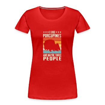 Stachelschwein Tier - Frauen Premium Bio T-Shirt - Rot - Vorne - Mia (176cm)
