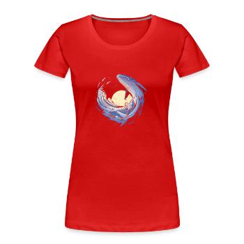 Whale Whales Ocean Blue Whale Humpback Whale - Women's Premium Organic T-Shirt - red - Front - Mia (176cm)