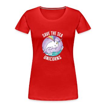 Narwhal Whale Ocean Narwhals Whales Whales - Women's Premium Organic T-Shirt - red - Front - Mia (176cm)
