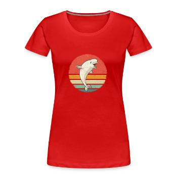 Bélugas Océan Bélugas Baleines - T-shirt bio Premium Femme - rouge - Devant - Mia (176cm)