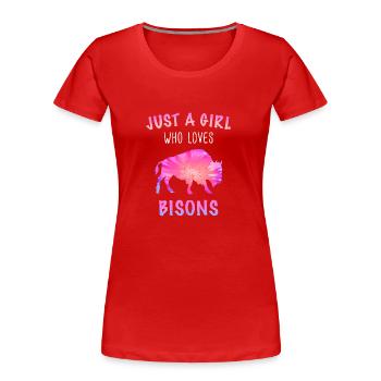 Bison Büffel Bulle Buffalo Bisons - Frauen Premium Bio T-Shirt - Rot - Vorne - Mia (176cm)