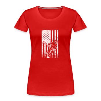 Lacrosse Sport Lacrosse Spieler - Frauen Premium Bio T-Shirt - Rot - Vorne - Mia (176cm)