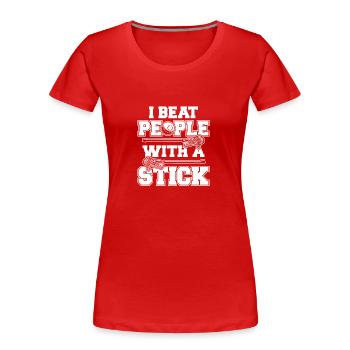 Lacrosse Sport Lacrosse Spieler - Frauen Premium Bio T-Shirt - Rot - Vorne - Mia (176cm)