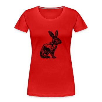 Geometrisches Linien Kaninchen Hasen Kopf - Frauen Premium Bio T-Shirt - Rot - Vorne - Mia (176cm)