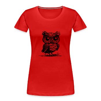 Wald Eule mit großen Augen - Frauen Premium Bio T-Shirt - Rot - Vorne - Mia (176cm)