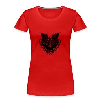 Tattoo cat in geometric lines style - Women's Premium Organic T-Shirt - red - Front - Mia (176cm)