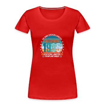 29e anniversaire Décembre 1995 idée Cadeau 29 ans - T-shirt bio Premium Femme - rouge - Devant - Mia (176cm)