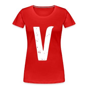 V Buchstabe - Frauen Premium Bio T-Shirt - Rot - Vorne - Mia (176cm)