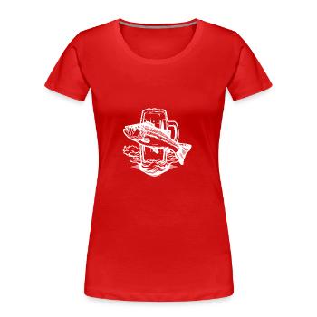 Bierglas Angeln Fischer - Frauen Premium Bio T-Shirt - Rot - Vorne - Mia (176cm)