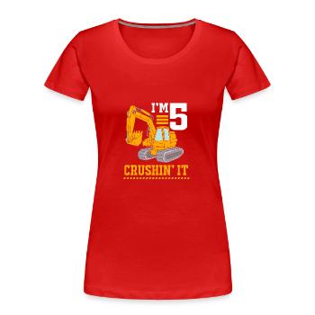 Baustelle Kindergeburtstag - Frauen Premium Bio T-Shirt - Rot - Vorne - Mia (176cm)