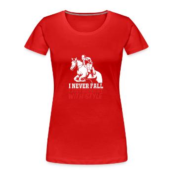 Saut d’obstacles Saut d’obstacles - T-shirt bio Premium Femme - rouge - Devant - Mia (176cm)