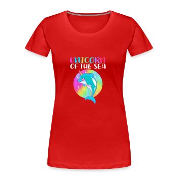 Narval - T-shirt bio Premium Femme - rouge - Devant - Mia (176cm)