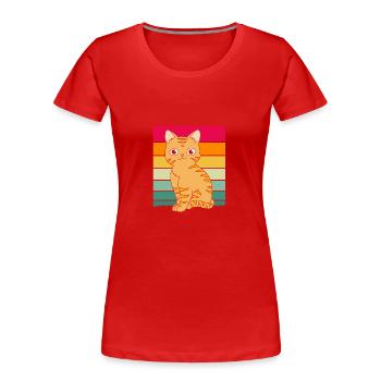 Chat tigré - T-shirt bio Premium Femme - rouge - Devant - Mia (176cm)