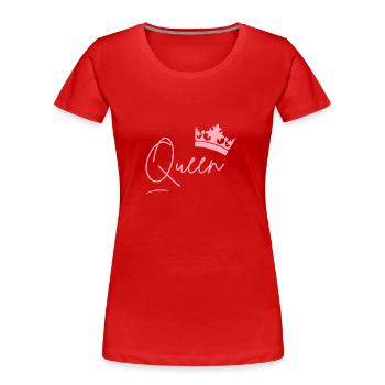 Lettrage Queen avec couronne – Pink Power - T-shirt bio Premium Femme - rouge - Devant - Mia (176cm)