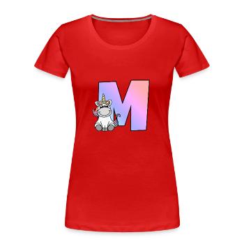 Einhorn Buchstabe M - Frauen Premium Bio T-Shirt - Rot - Vorne - Mia (176cm)