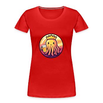 Qualle Bier Comic - Frauen Premium Bio T-Shirt - Rot - Vorne - Mia (176cm)