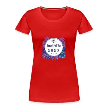 Teneriffa 2025 - Frauen Premium Bio T-Shirt - Rot - Vorne - Mia (176cm)
