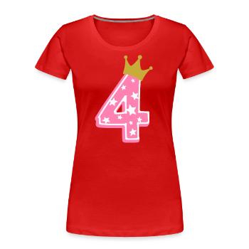 4 Couronne 4ème anniversaire 4 ans - T-shirt bio Premium Femme - rouge - Devant - Mia (176cm)