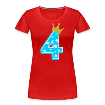 4 couronne 4e anniversaire 4 ans - T-shirt bio Premium Femme - rouge - Devant - Mia (176cm)