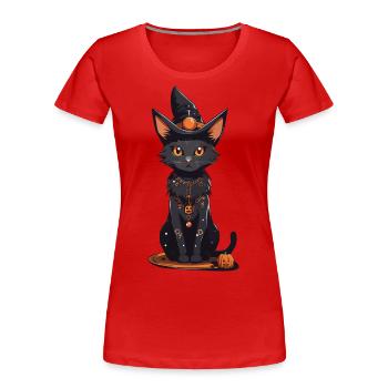Magic Witches Cat Halloween Magic Design - T-shirt bio Premium Femme - rouge - Devant - Mia (176cm)