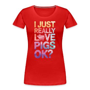 Pig Animal - Women's Premium Organic T-Shirt - red - Front - Mia (176cm)