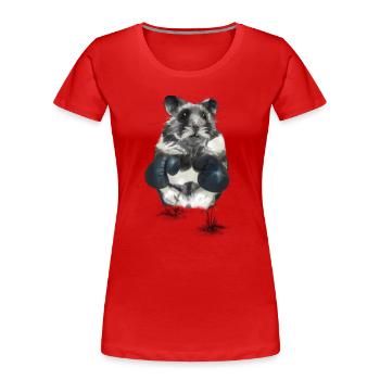 Hamster combatif sur le ring de boxe - T-shirt bio Premium Femme - rouge - Devant - Mia (176cm)