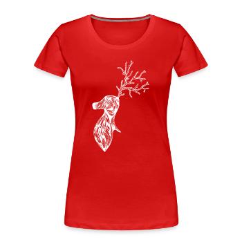 Hirsch - Frauen Premium Bio T-Shirt - Rot - Vorne - Mia (176cm)